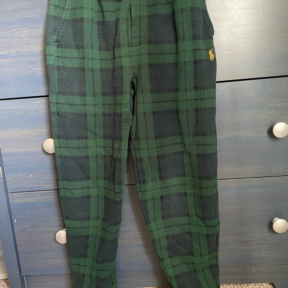 Polo by Ralph Lauren Green Plaid sweatpants with Yellow Accents